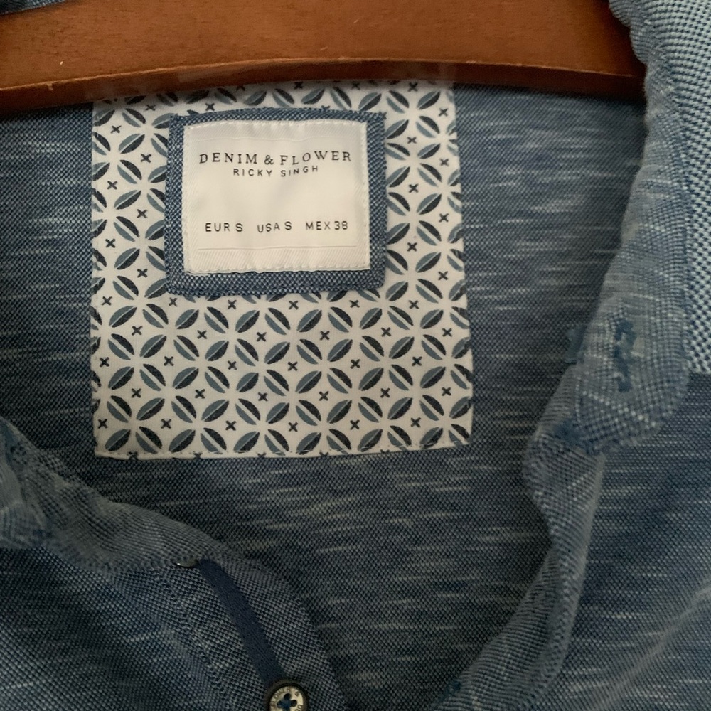 Denim & Flower Polo Shirt - Picture 6 of 15